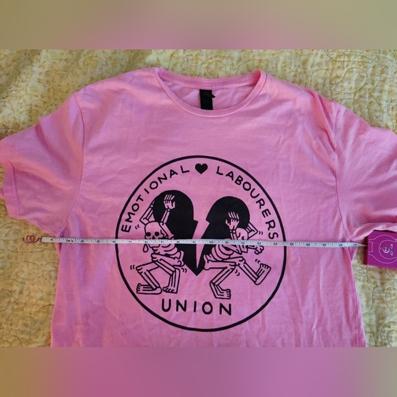 Threadless Emotional Labourers Design on Pink Unisex T-shirt - Picture 4 of 9